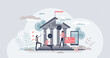 © VectorMine - Government officials and national public building workers tiny person concept. Democratic community labor work in federal house vector illustration. Legal finance and economic ministry bank workers.