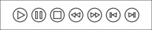 Media Player Control Icon. Play, Pause, Stop, Rewind Button Set Symbol. Sign Intarface Multimedia Vector.