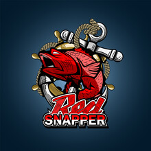 An Illustration For Printing On A T-shirt With A Fishing Theme With The Words Red Snapper.