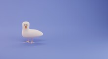 White Duck On Blue Sky Background