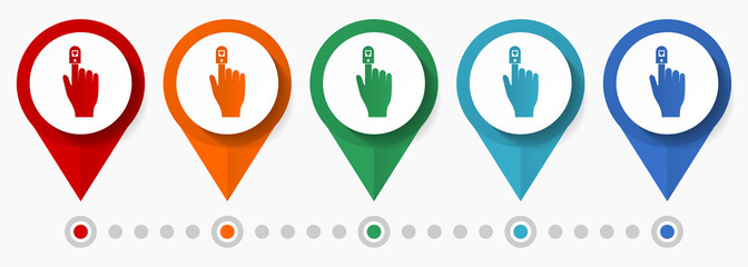 Fototapete - Oximeter concept vector icon set, flat design blood monitor pointers, infographic template easy to edit