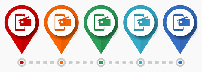 Fototapete - Online payment, credit card concept vector icon set, flat design business pointers, infographic template easy to edit