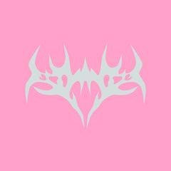 Wall Mural - Abstract tattoo sketch. Artistic death metal logo design. Blue illustration in Metalcore style on a pink background.