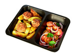 Fototapeta  - Diet box set. A healthy food and diet concept. Dietary catering. Fitness meal. Take away.