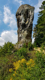 Fototapeta  - A panoramic view on the limestone stack called Hercules bludgeon in the Ojcow National Park near Krakow,Lesser Poland, Poland. Tatra mountains.Rock formation.Jurassic Krakow-Czestochowa.Pieskowa Skala