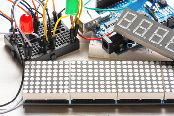 Wall Mural - microprocessor programming concept background close up.