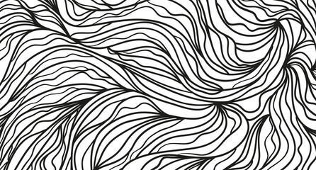 Wall Mural - Wavy background. Hand drawn waves. Stripe texture with many lines. Waved pattern. Black and white illustration for banners, flyers or posters