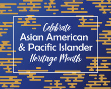Asian American, Pacific Islander Heritage Month - Celebration In USA. Vector Banner With Abstract Traditional Geometric Oriental Minimalist Cloud Symbols