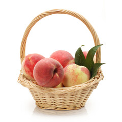 Poster - ripe peach on white background