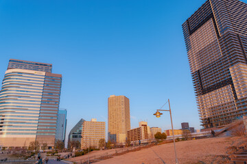 Poster - 東京都江東区豊洲の夕方の都市景観