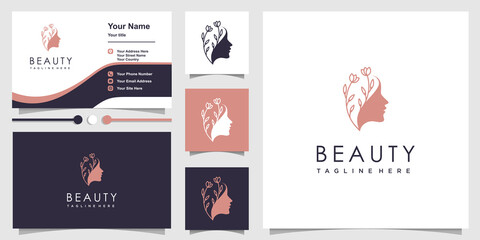 Wall Mural - Beauty logo design for woman Premium Vector