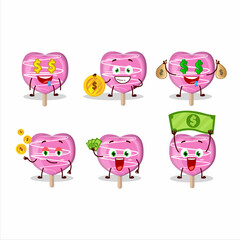 Canvas Print - Pink lolipop love cartoon character with cute emoticon bring money