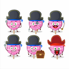 Sticker - Cartoon character of pink lolipop love with various pirates emoticons