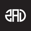 ZAD letter logo design. ZAD monogram initials letter logo concept. ZAD letter design in black background.