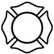 fireman emblem sign on white background. firefighter white emblem St Florian symbol. flat style.