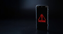 Hacker Security Cyber Attack Smartphone. Digital Mobile Phone Isolated On Black. Internet Web Hack Technology. Login And Password, Cybersecurity Banner Concept.