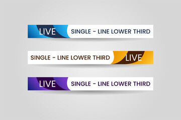 Wall Mural - Set of bundle lower third vector design banner with blue, yellow and purple shape strip color. Modern broadcast news lower for TV Bars, Breaking, Sport, Video Channel.