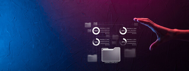Business developer hand using board framework on virtual modern computer showing innovation Agile software development lean project management tool fast changes concept.Document Management System DMS