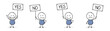 Funny stickmen holding plate with text - yes and no. Vector
