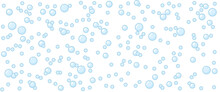 Bubbles Vector Seamless Background With Flat Line Icons. Soap Texture. Gentle Repeating Background Pattern Of Blue Bubbles On A White Background. Abstract Wallpaper With Fizzy Effect