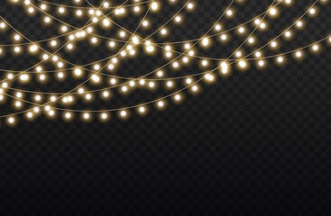 Wall Mural - led neon lights gold christmas garland decoration