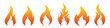 Fire icons set. Fire vector icon in orange color on isolated background. Flat style. Fire, flame, grill. Fire logo. Vector EPS 10