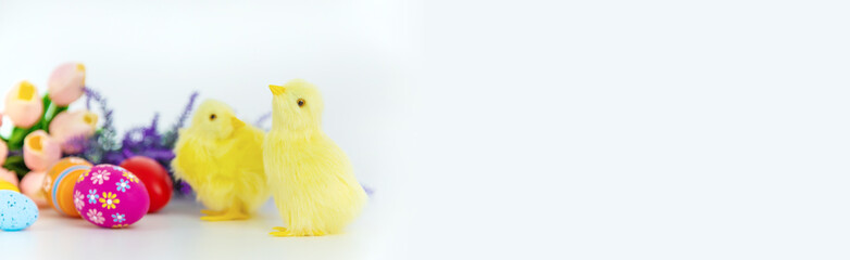  Beautiful Easter decor on a white background. Selective focus.