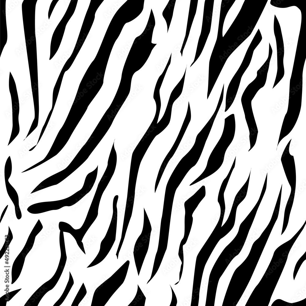 Full Seamless Zebra Tiger Stripes Animal Skin Pattern in Vector Black ...