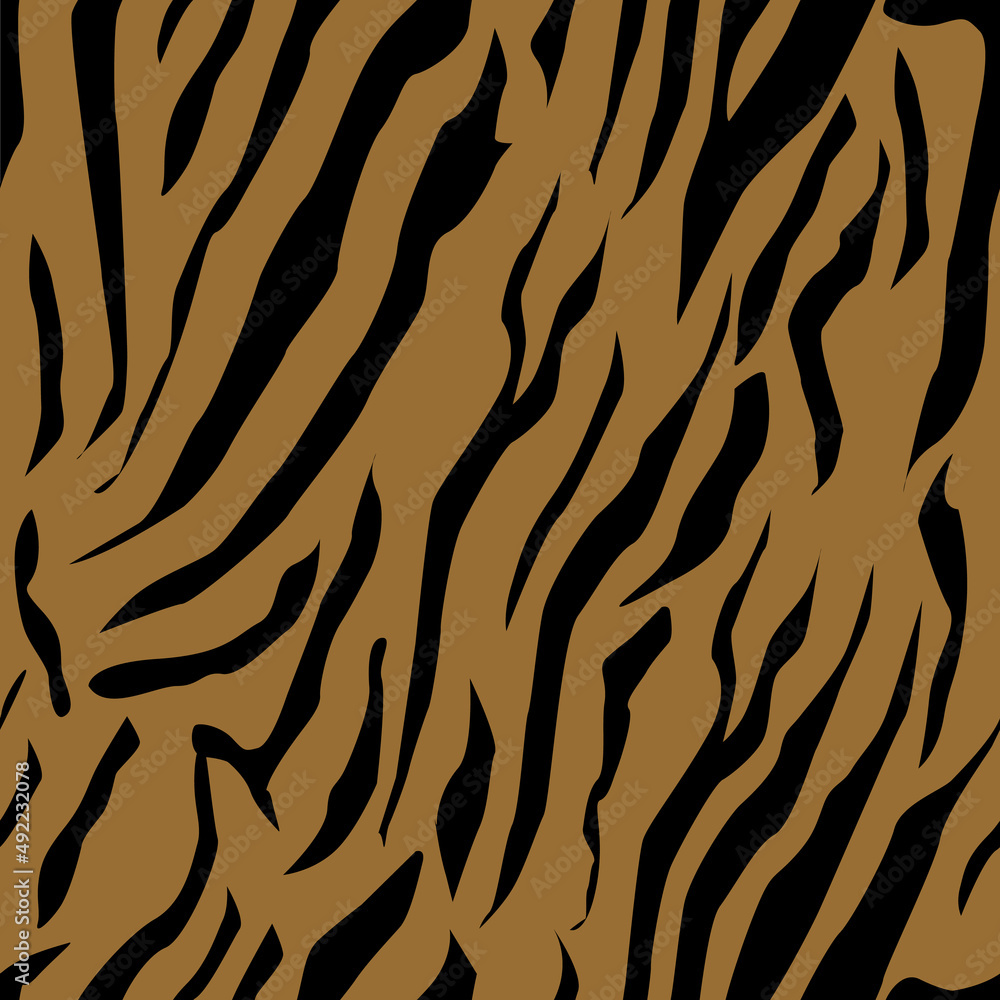 Full Seamless Zebra Tiger Stripes Animal Skin Pattern in Vector Black ...