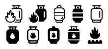 Gas Tank Icon Set. Flammable Gas Icon Isolated On White Background.