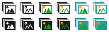 Set Of Gallery Icons. Image Symbol, Image Preview Icon. Photo Album. Picture Placeholder Vector.