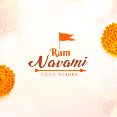 Wall Mural - ram navami navratri greeting with flowers