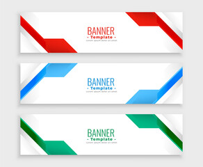 Wall Mural - abstract white banners with geometric shapes in three colors