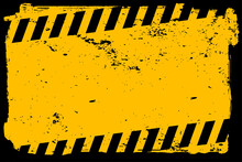 Grunge Yellow Warning Background With Black Stripes
