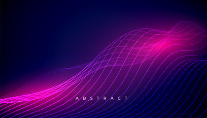 Wall Mural - purple background with wave lines in 3d style