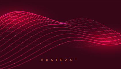 Wall Mural - maroon red background with 3d wave lines