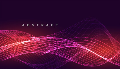 Wall Mural - abstract glowing wave lines red background