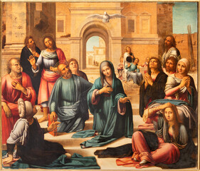 Fototapete - VALENCIA, SPAIN - FEBRUAR 14, 2022: The painting of Pentecost on the main altar  in the Cathedral  by Fernando Yanez de la Almedina and  Hernando de los Llanos (1506 - 1510).
