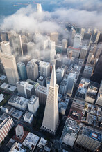 San Francisco downtown aerial view, vertical