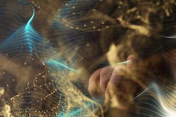 Businessman using data network with his fingers