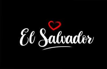 Wall Mural - El Salvador country with love red heart on black background