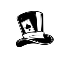 Illustration Of Vintage Gentleman Hat With Spade Of Aces. Design Element For Logo, Label, Sign. Vector Illustration