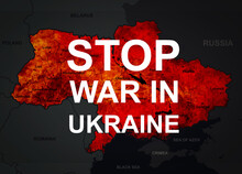 War In Ukraine On Map, Illustration Of General Russian Invasion