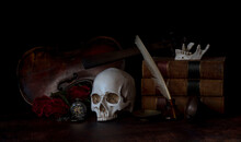 Vanitas Skull Still Life With Roses 