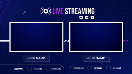 modern screen panel overlay frame set design template for games streaming 