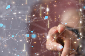 Global world network and telecommunication on earth cryptocurrency and blockchain and IoT