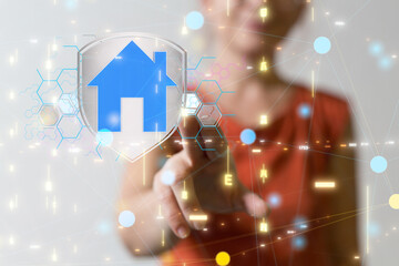 home data. Digital cyberspace with particles and Digital data network connections concept.