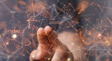 Digital technology background. Network connection dots and lines.