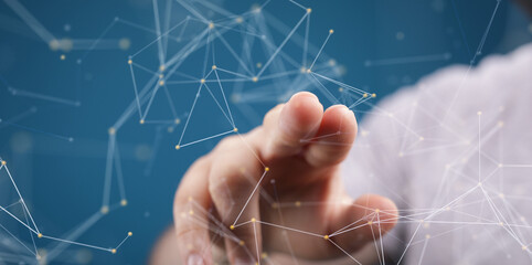 Global network. Blockchain. 3D illustration. Neural networks and artificial intelligence. Abstract