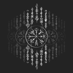 Canvas Print - Dark runic symbols dreamer set